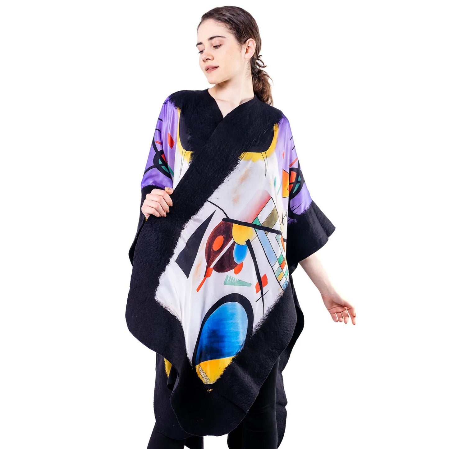 Viltäärisega siidpontšo "Kandinsky kollektiiv"