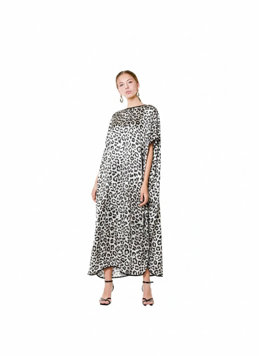 chinese dress ladies Lou Cheetah V Neck Short Sleeve Belted Maxi Dress main image 1