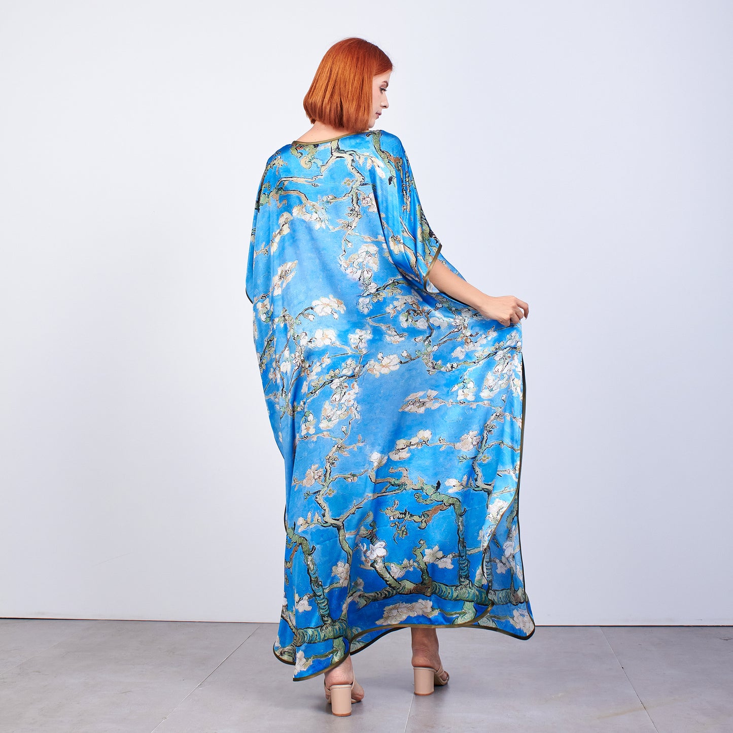 Long loose silk dress "Japanese Summer"