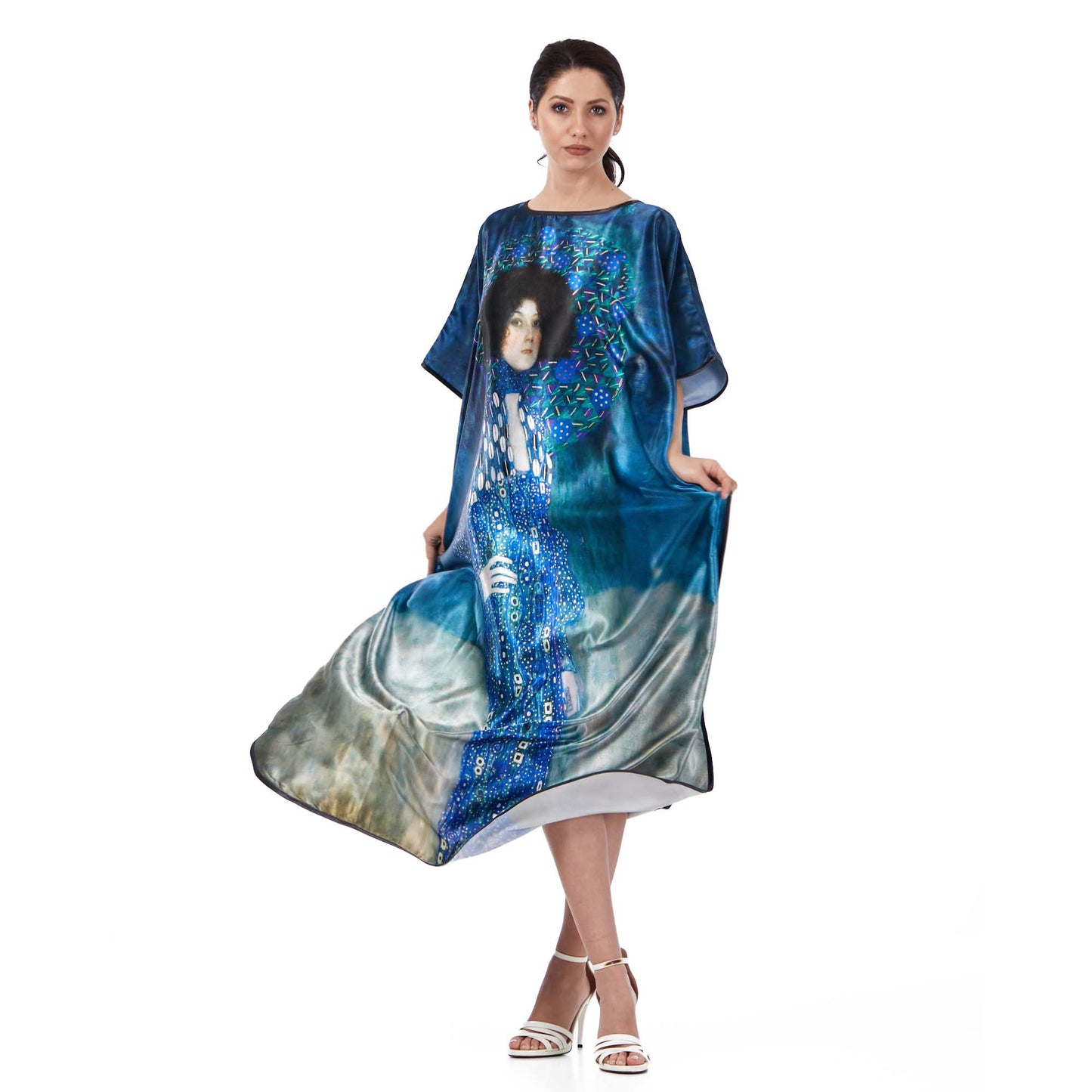 Long loose silk dress "Emilie Flöge"