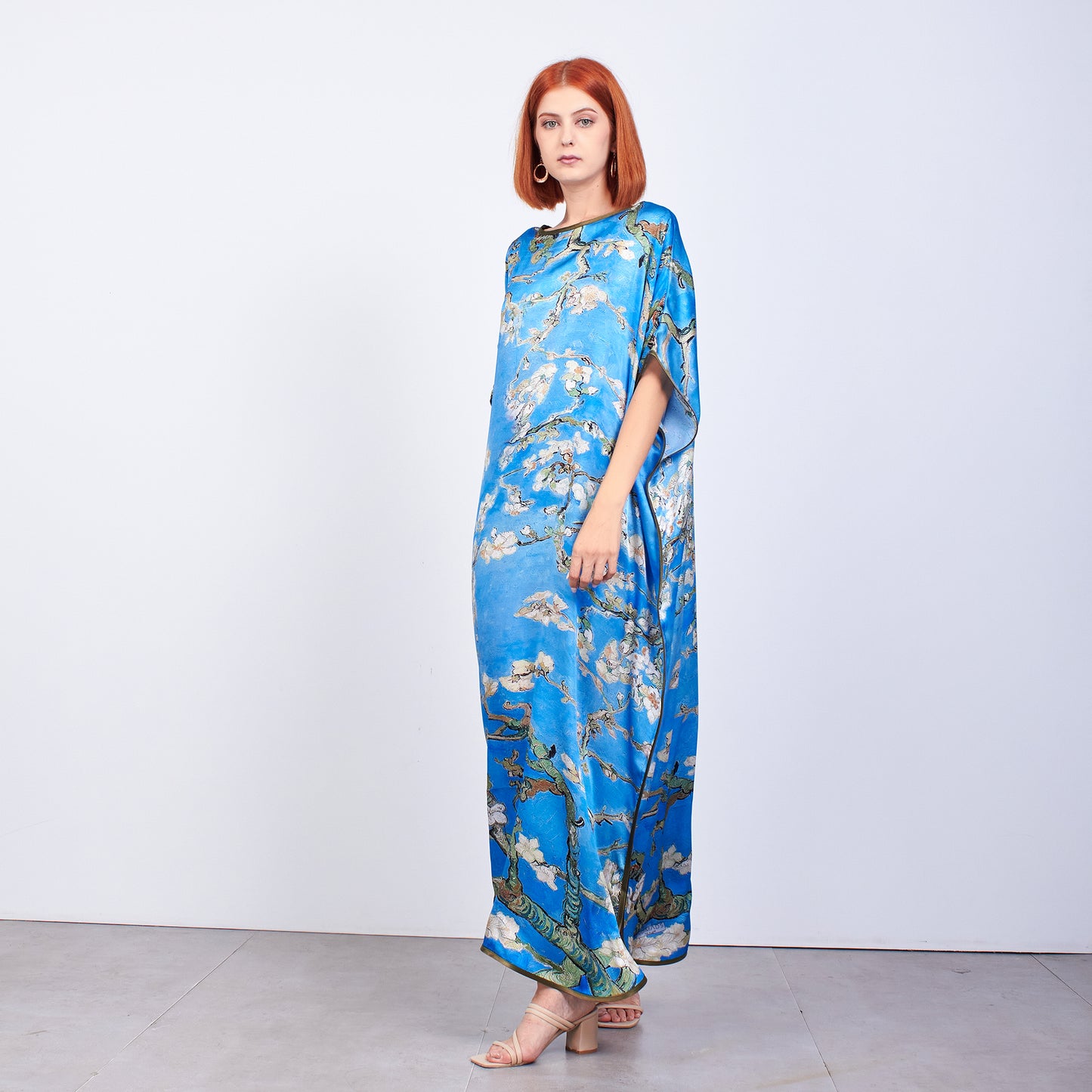 Long loose silk dress "Japanese Summer"