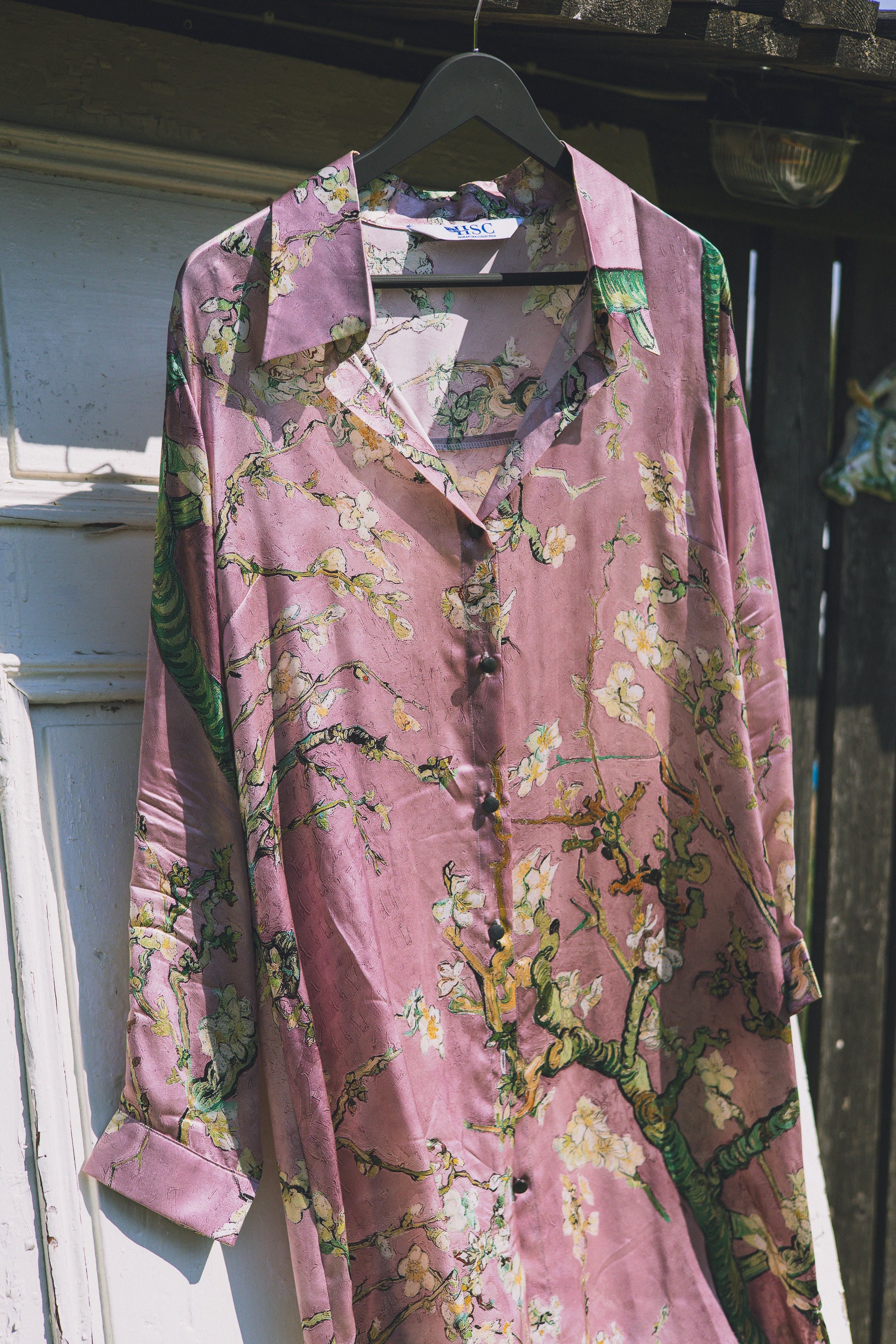 Long button-up silk dress "Japanese Dawn"