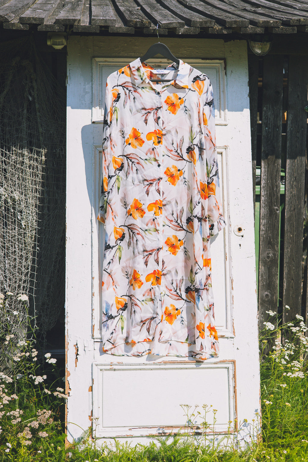 Long button-up silk dress "Dutch Spring"