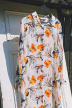 Long button-up silk dress "Dutch Spring"