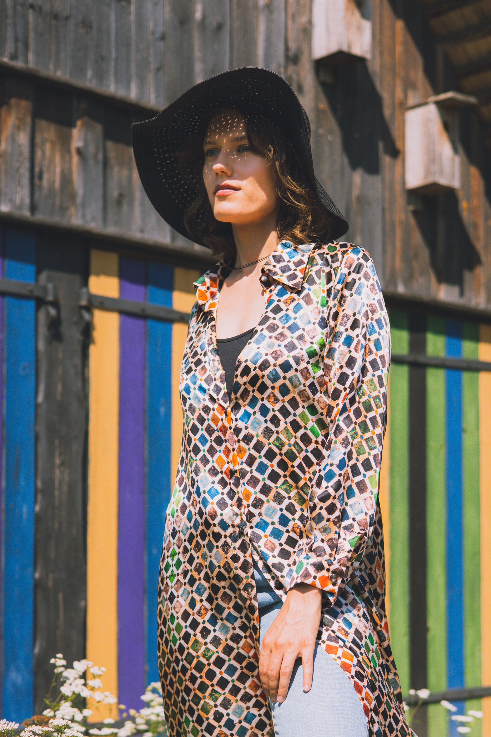 Long button-up silk dress "Somali Princess"