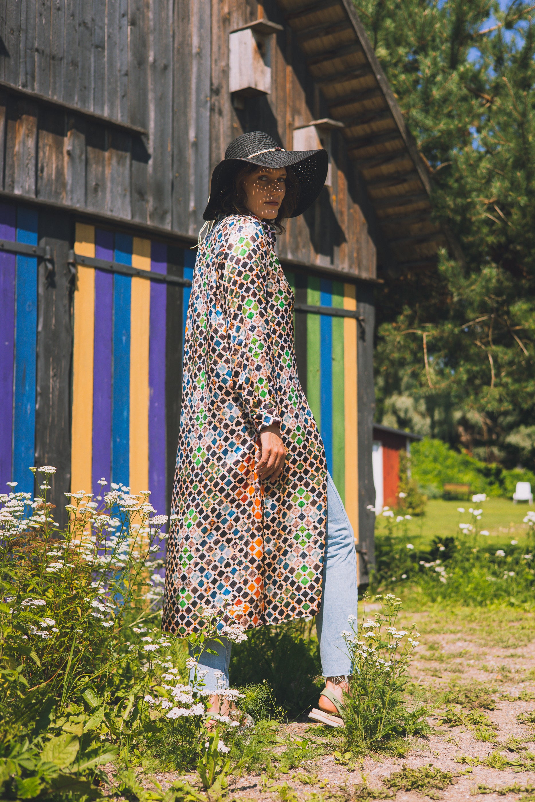 Long button-up silk dress "Somali Princess"