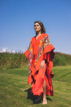 Felted silk poncho "Circles"