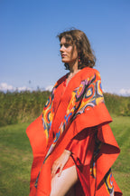 Felted silk poncho "Circles"