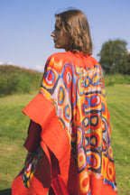 Felted silk poncho "Circles"