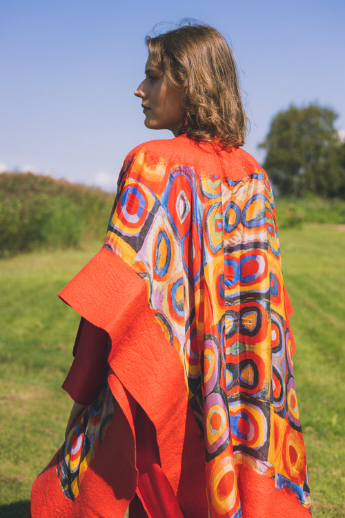 Felted silk poncho "Circles"