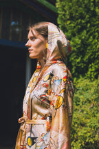 Long hooded kimono "Kandisnky Composition in Yellow"