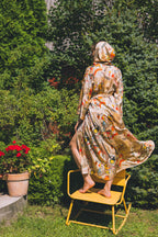 Long hooded kimono "Kandisnky Composition in Yellow"