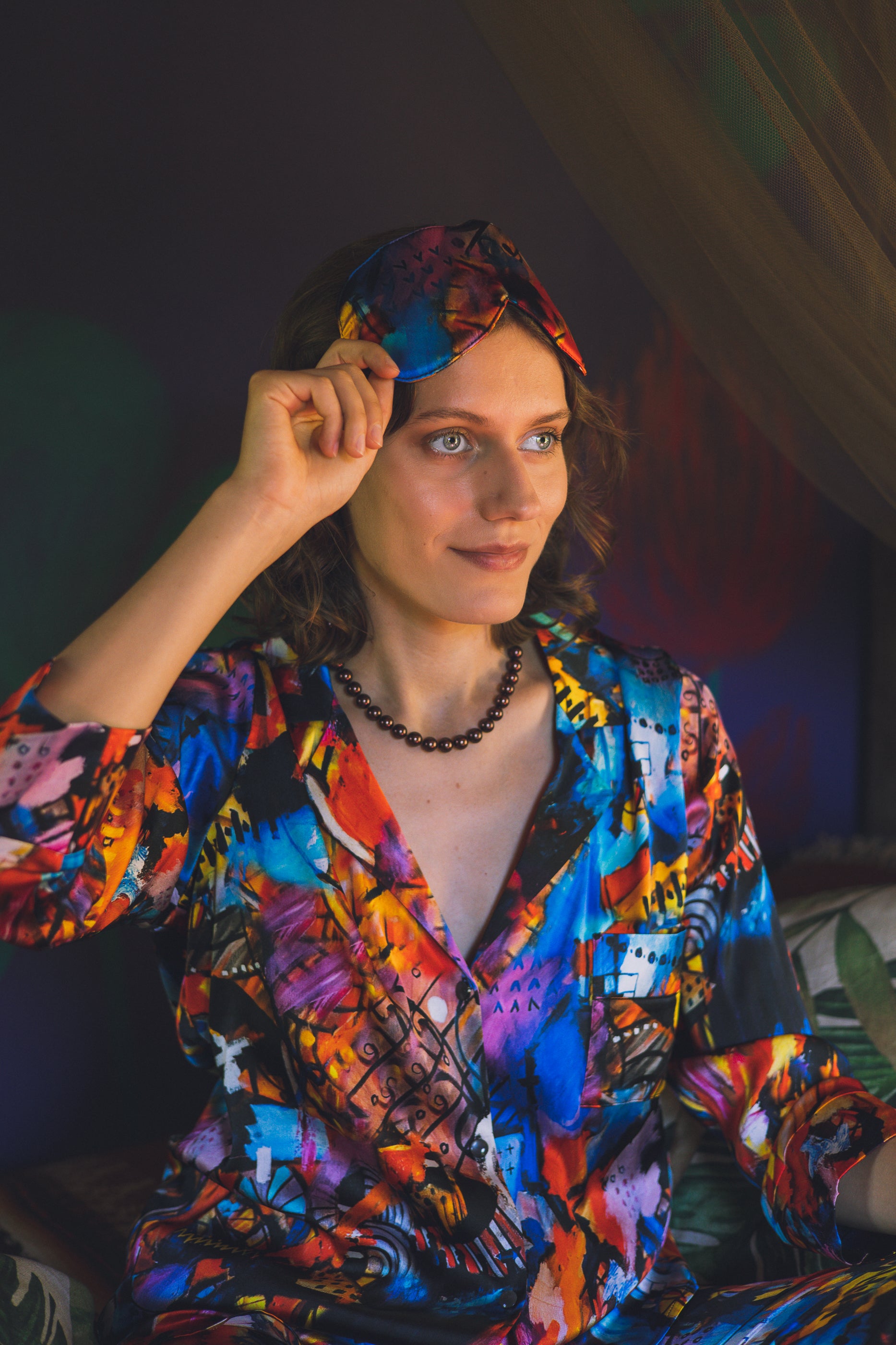 Two-piece long silk leisure set "Dreaming in Paradise"