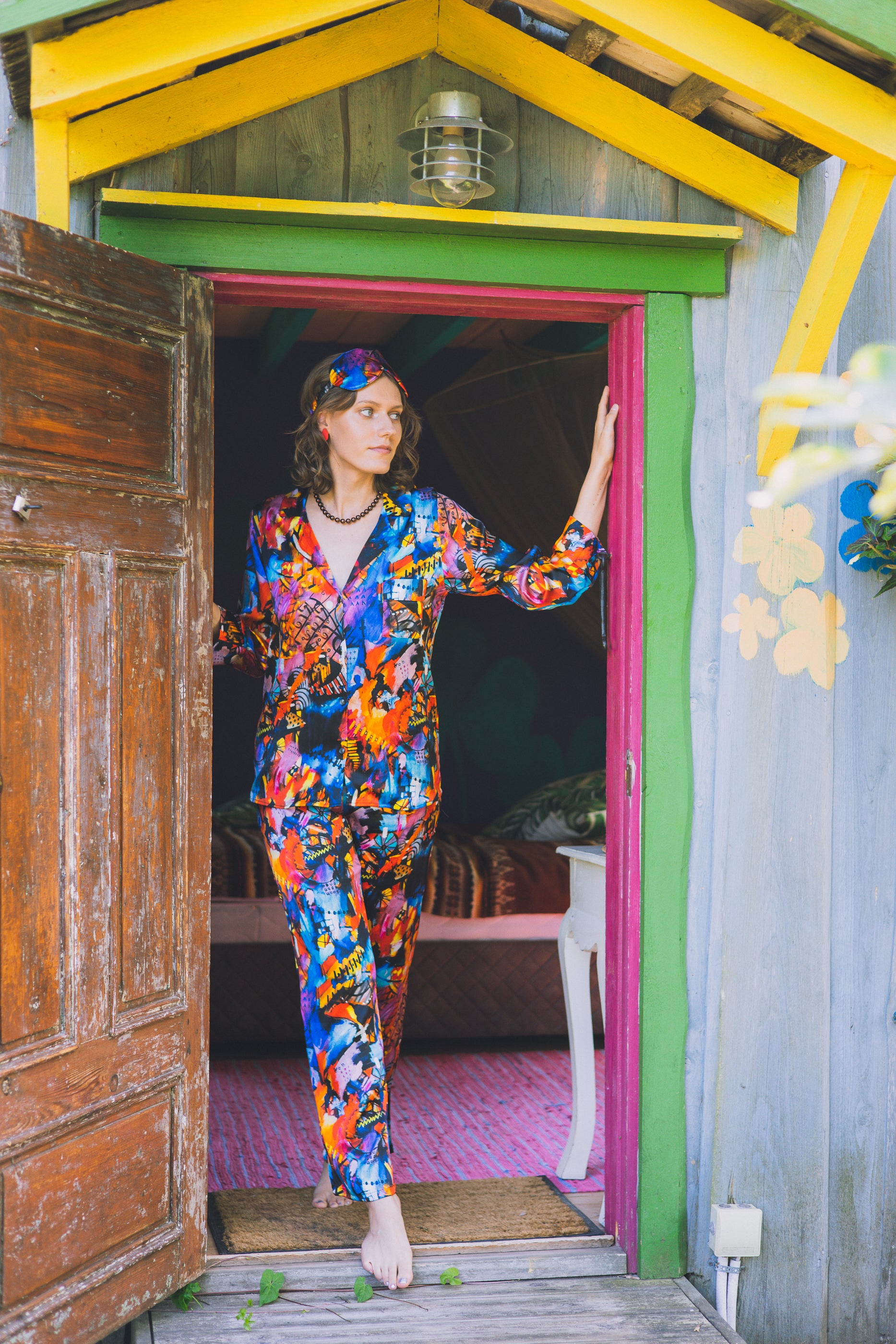 Two-piece long silk leisure set "Dreaming in Paradise"