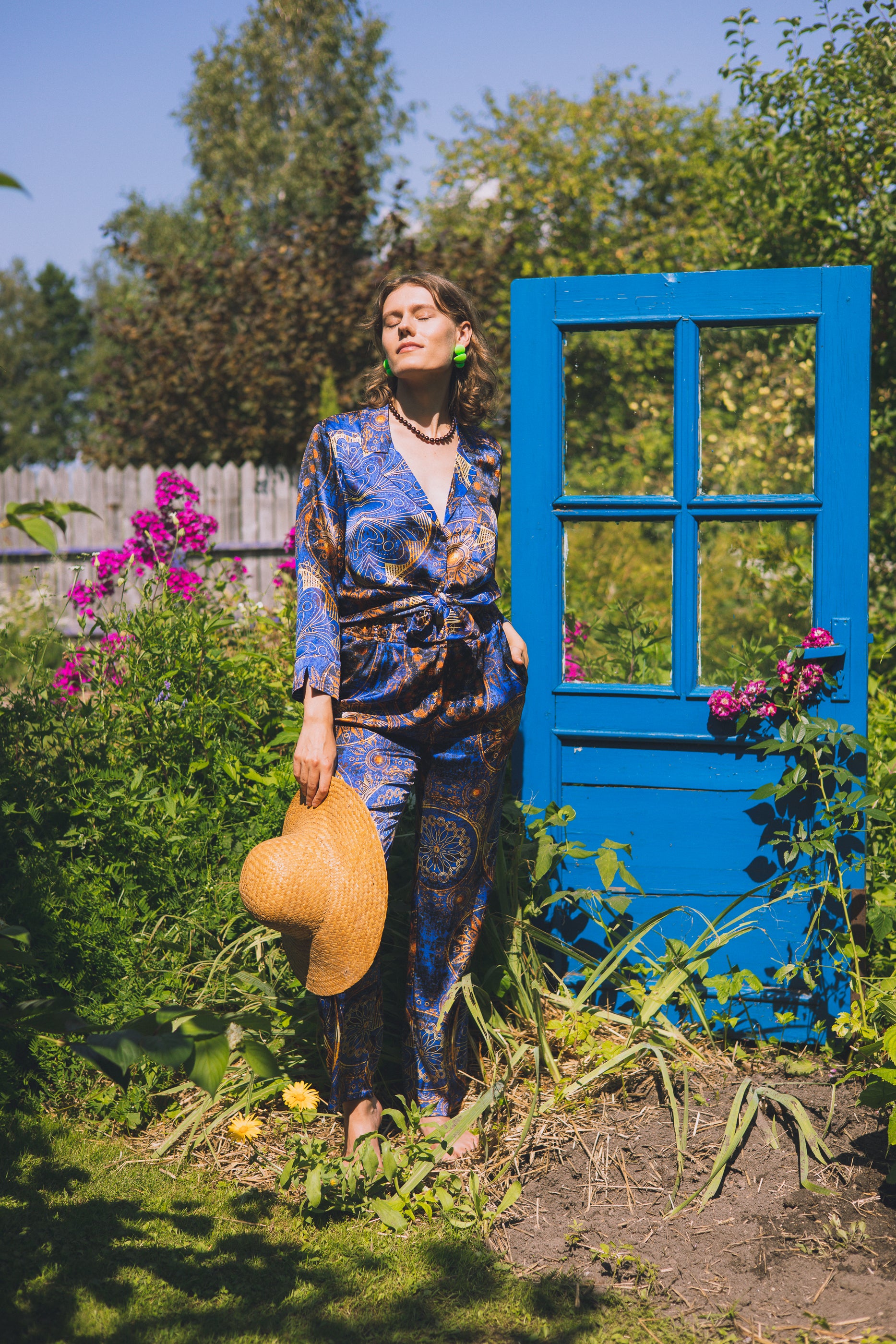 Two-piece long silk leisure set "Tibetan Ecstasy"