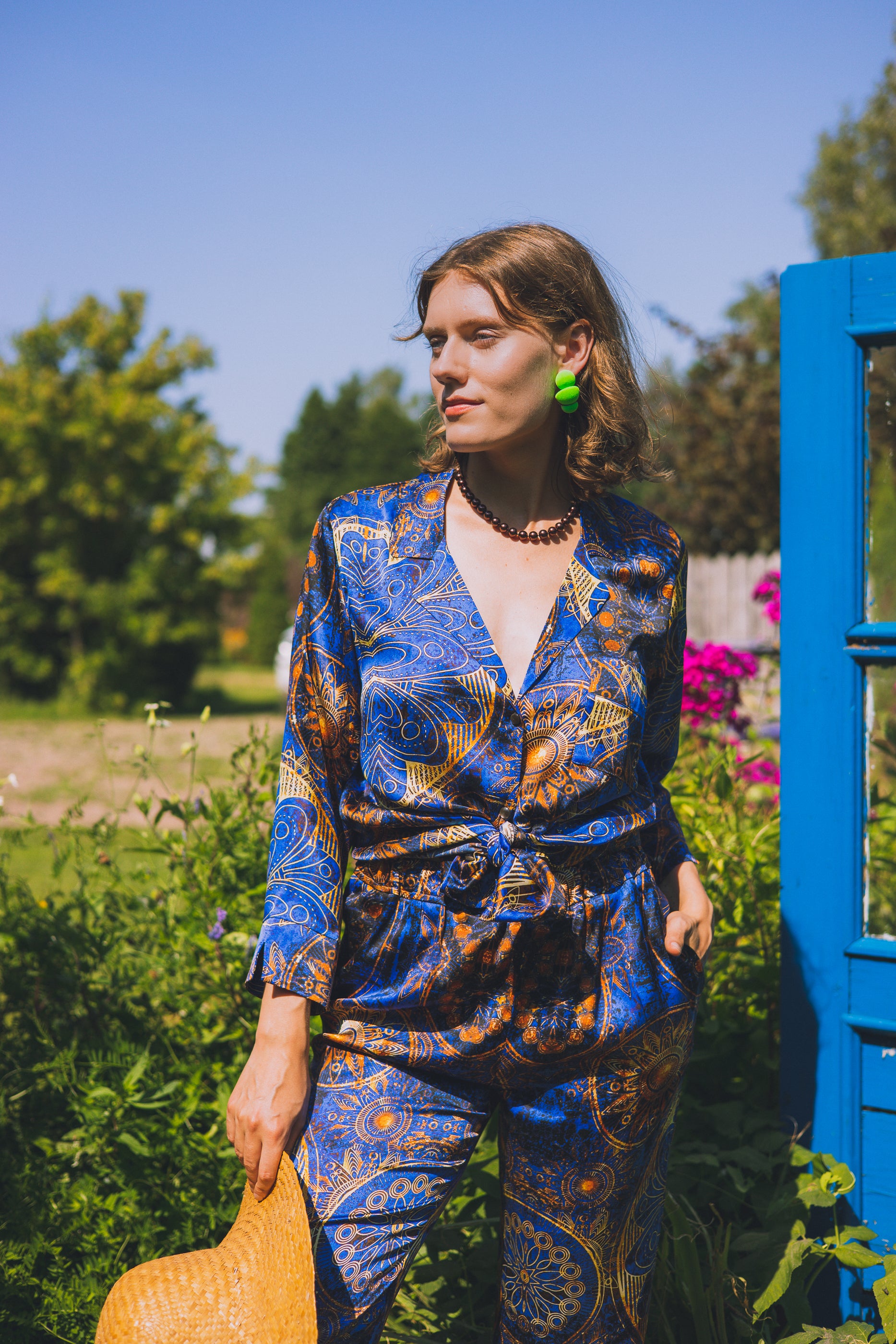 Two-piece long silk leisure set "Tibetan Ecstasy"