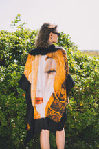 Felted silk poncho "Golden Tears"