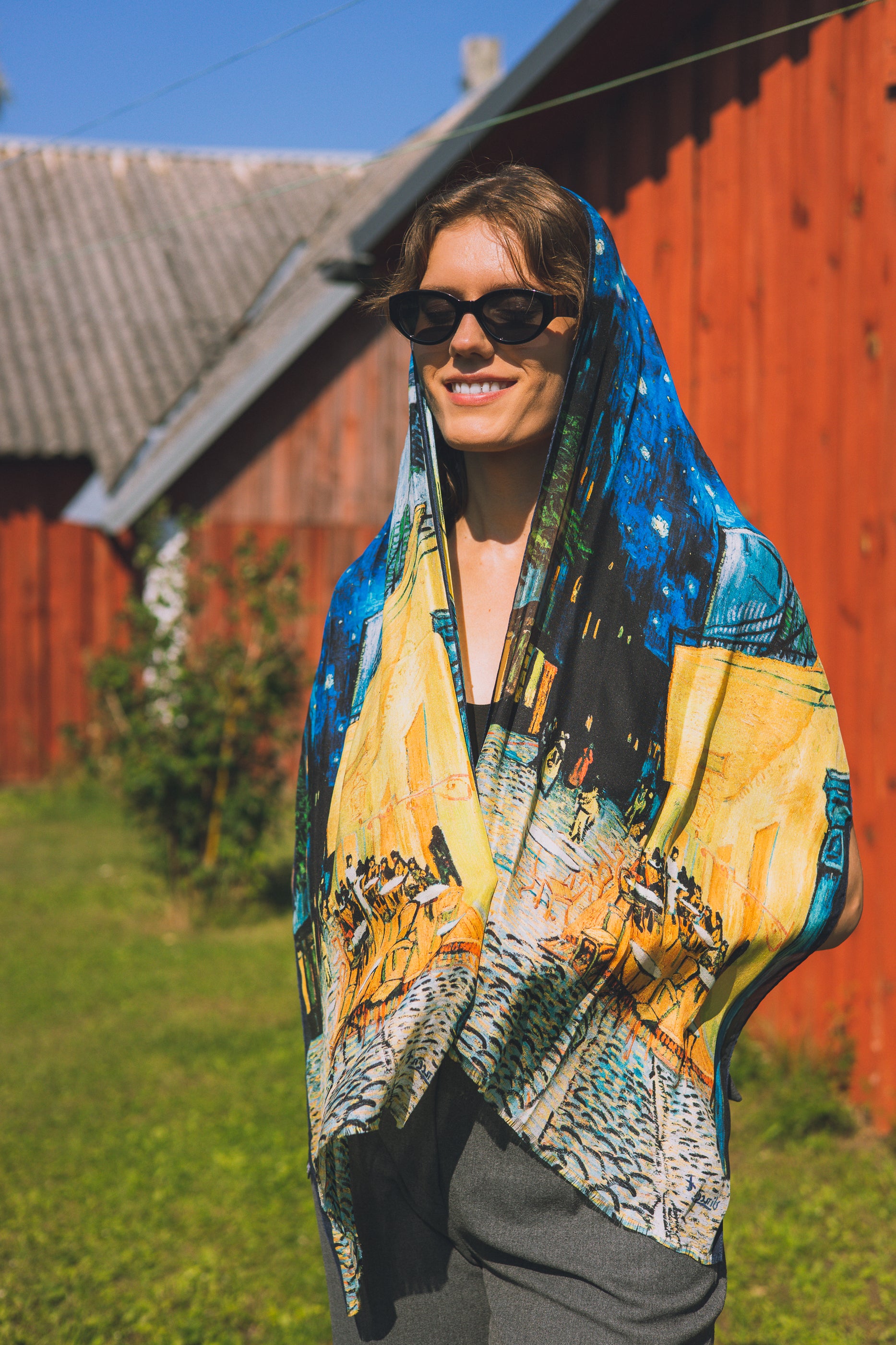 Silk scarf "Café Terrace at Night"