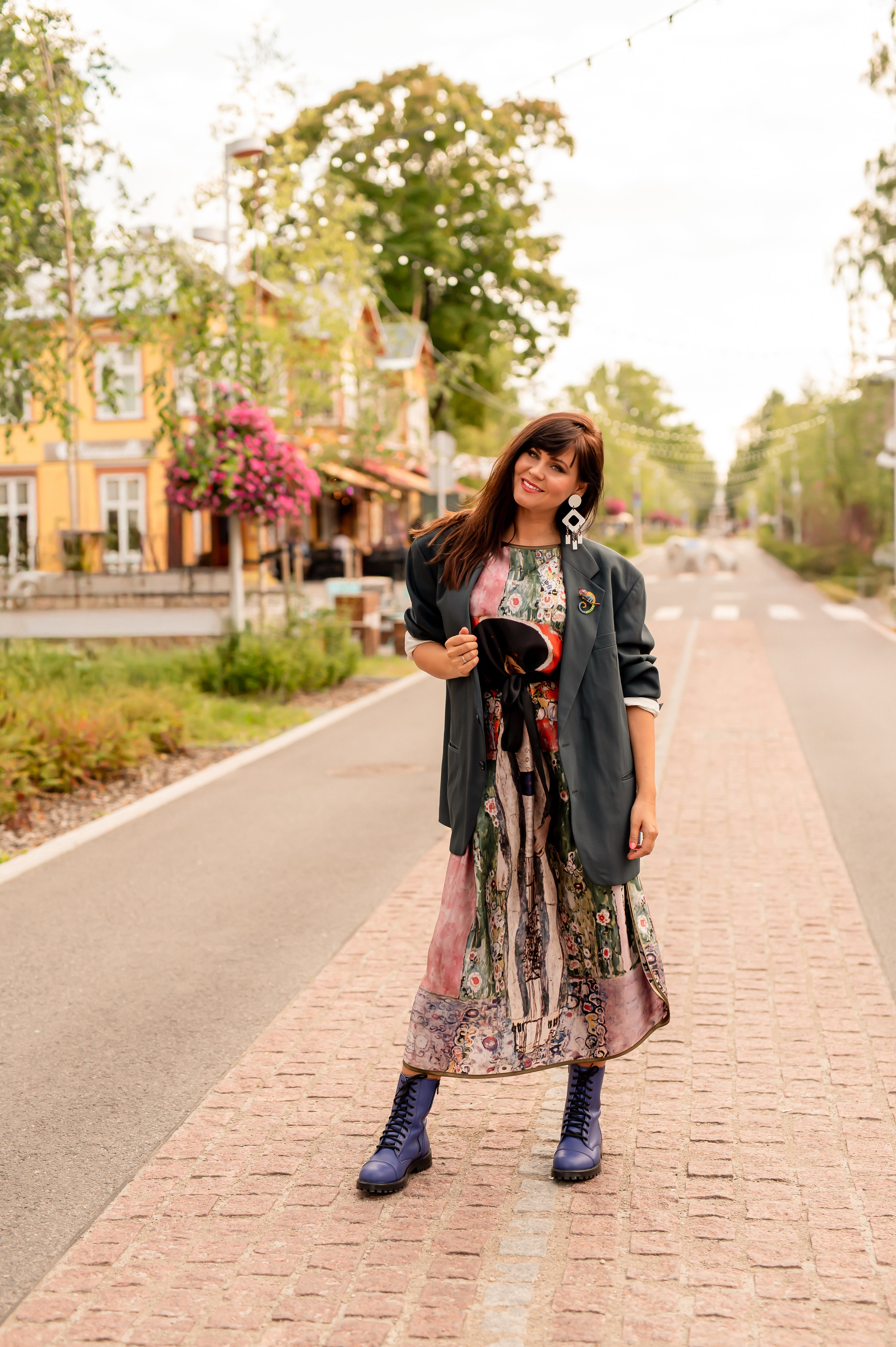 Long loose silk dress "Adele Bloch-Bauer"