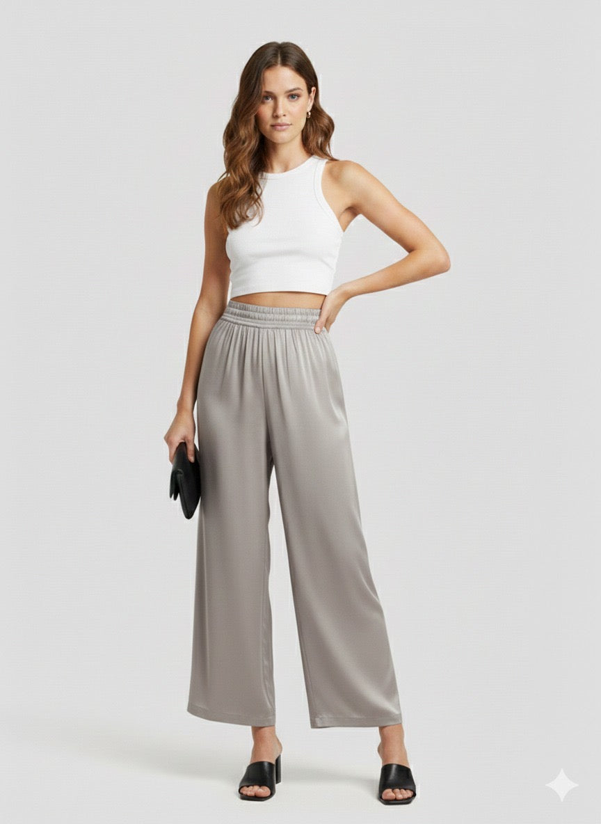 Long Silk Trousers "Elegant Gray"