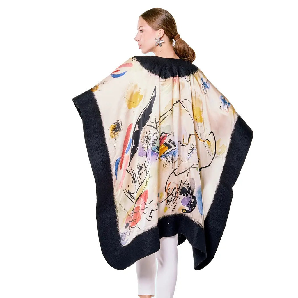 Felted silk poncho "Kandinsky Composition" (Must)