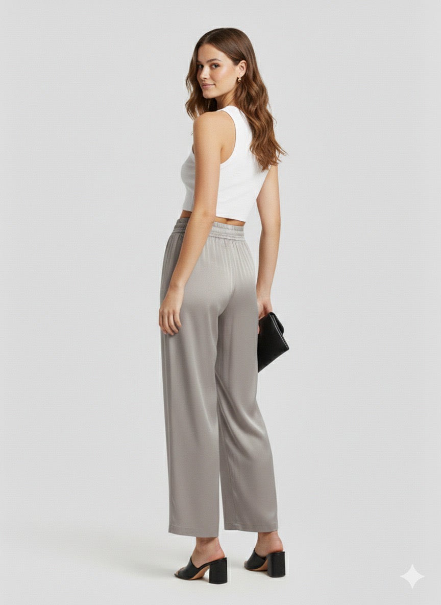 Long Silk Trousers "Elegant Gray"