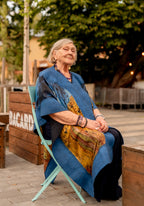 Felted silk poncho "Wheatfield with Crows"