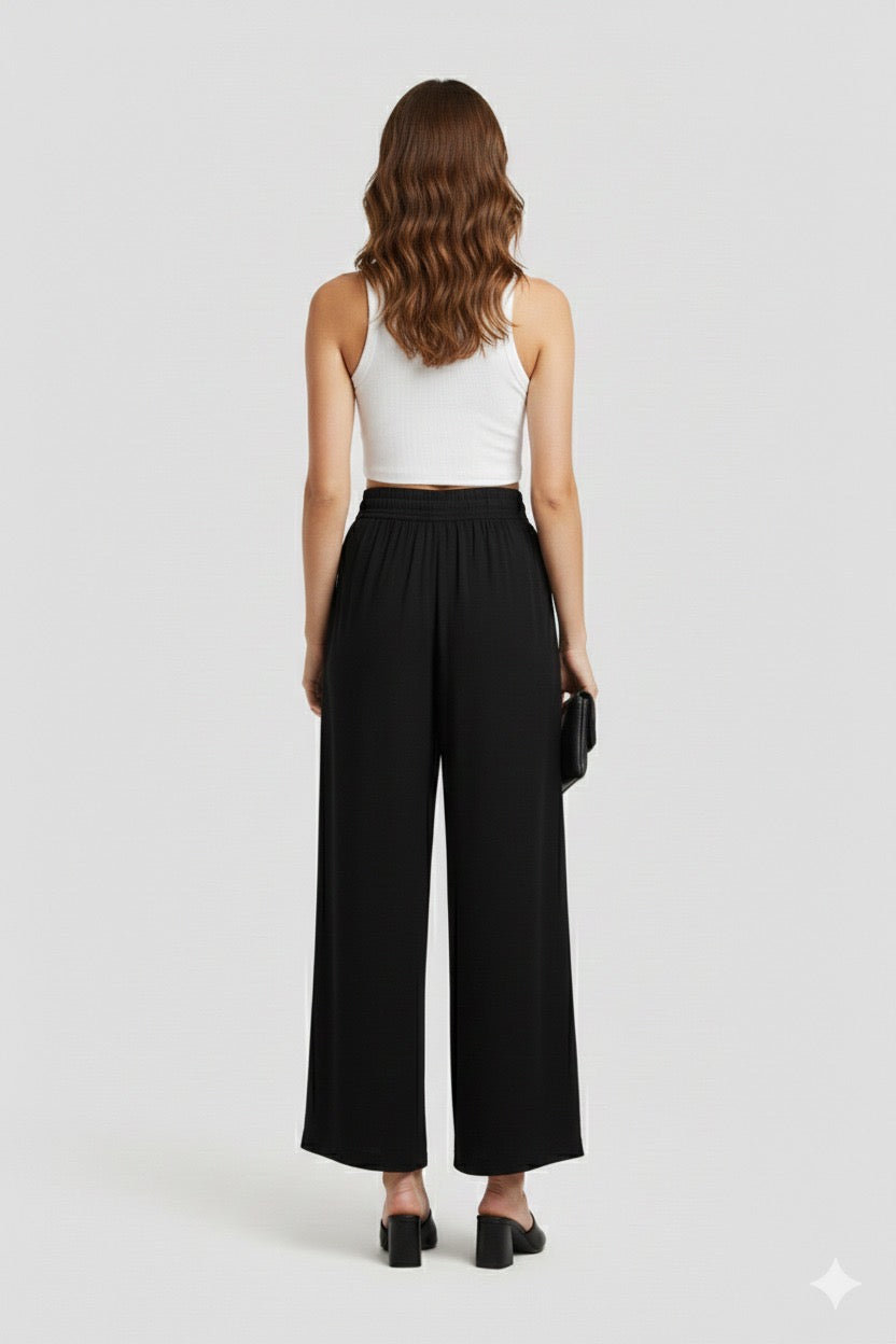 Long Silk Trousers "Elegant Black"