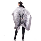 Felted silk poncho "Peacocks in Snow"