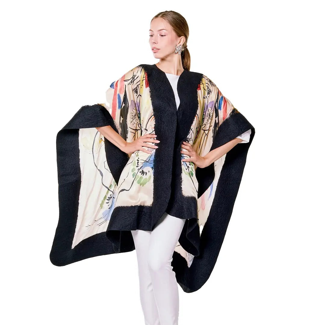 Felted silk poncho "Kandinsky Composition" (Must)
