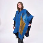 Felted silk poncho "Wheatfield with Crows"