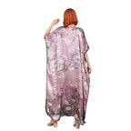 Long loose silk dress "Almond Blossoms - Rosewood"