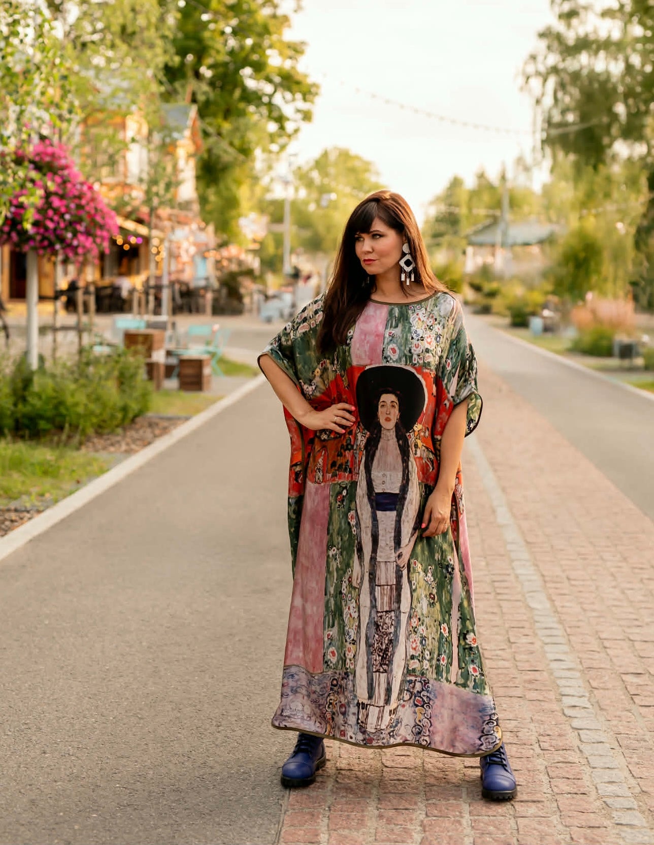 Long loose silk dress "Adele Bloch-Bauer"
