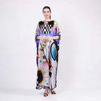Long loose silk dress " Kandinsky Colective"