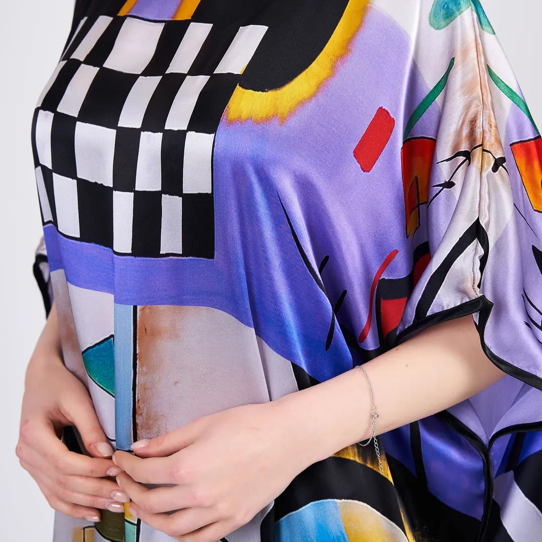 Long loose silk dress " Kandinsky Colective"