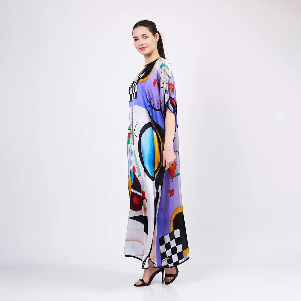 Long loose silk dress " Kandinsky Colective"