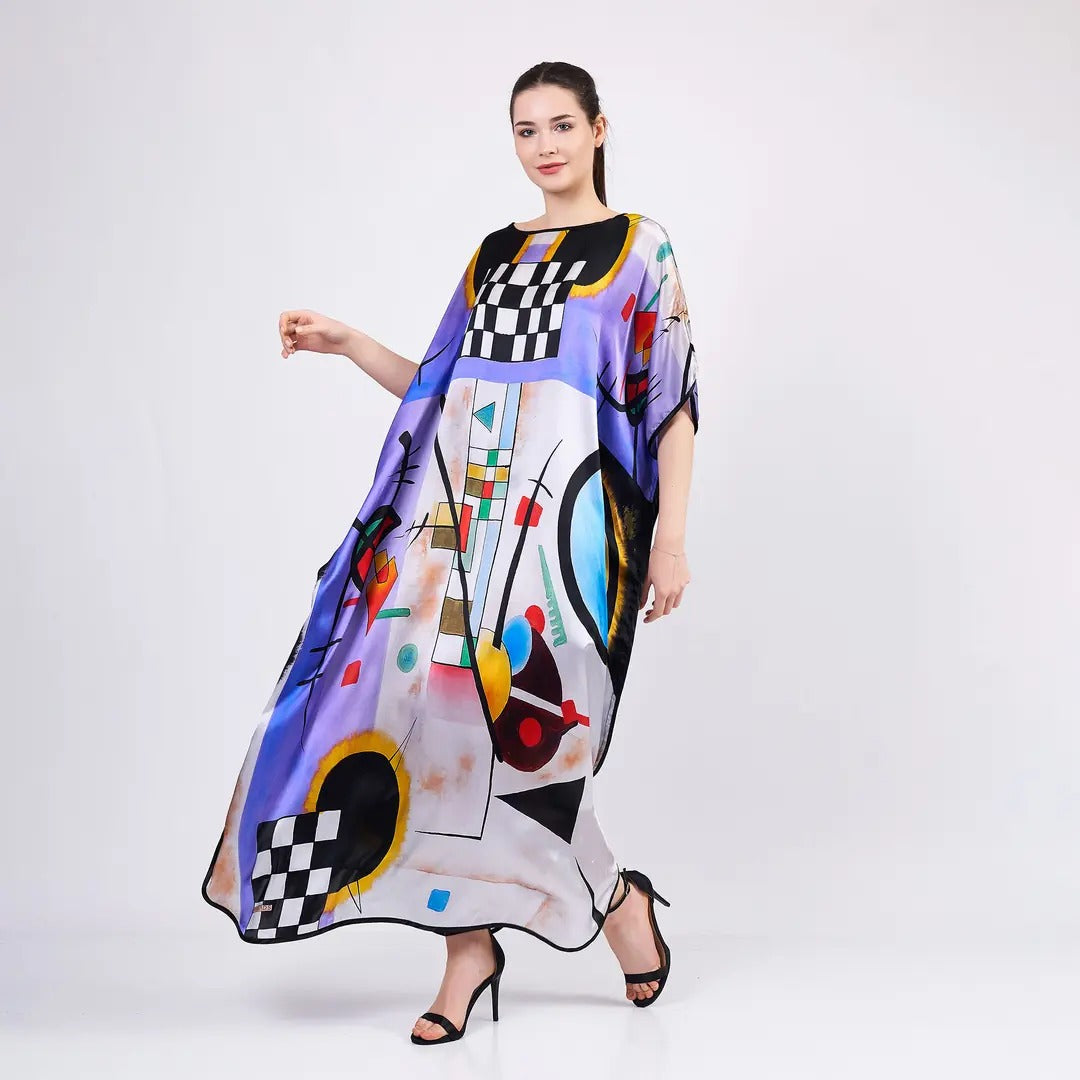 Long loose silk dress " Kandinsky Colective"