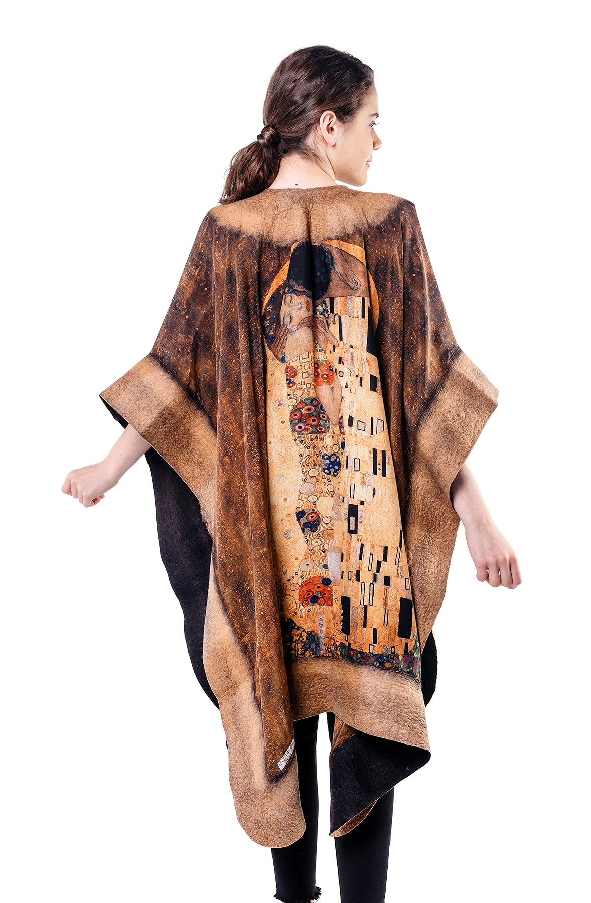 Felted silk poncho "The Kiss" (Tan)