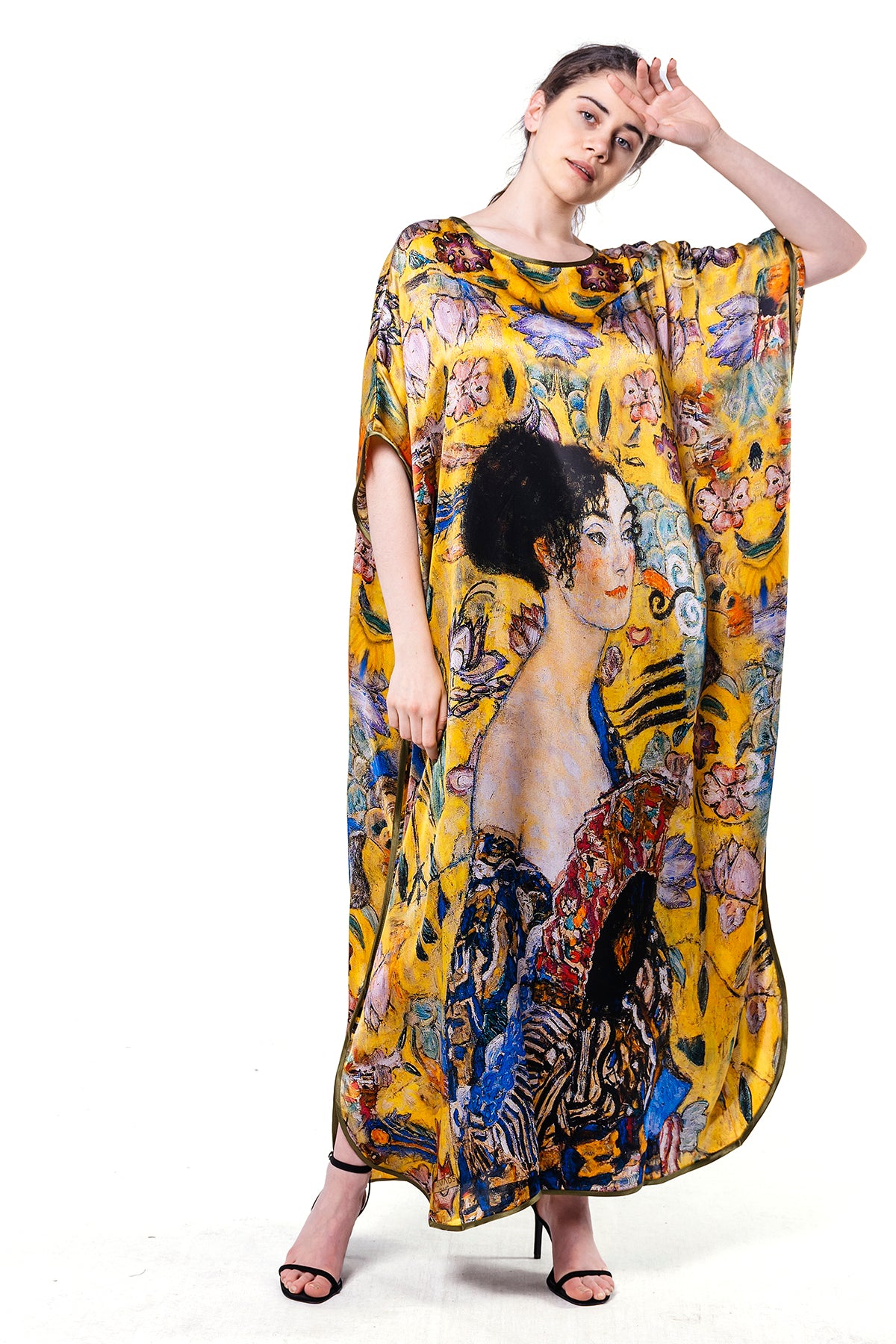 Long loose silk dress "Lady with a Fan"