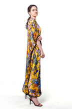 Long loose silk dress "Lady with a Fan"