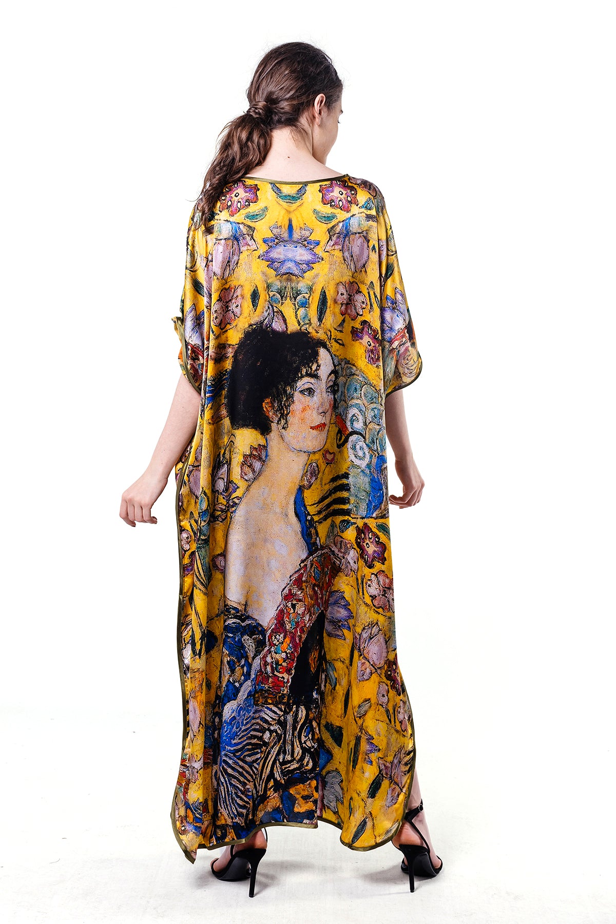 Long loose silk dress "Lady with a Fan"