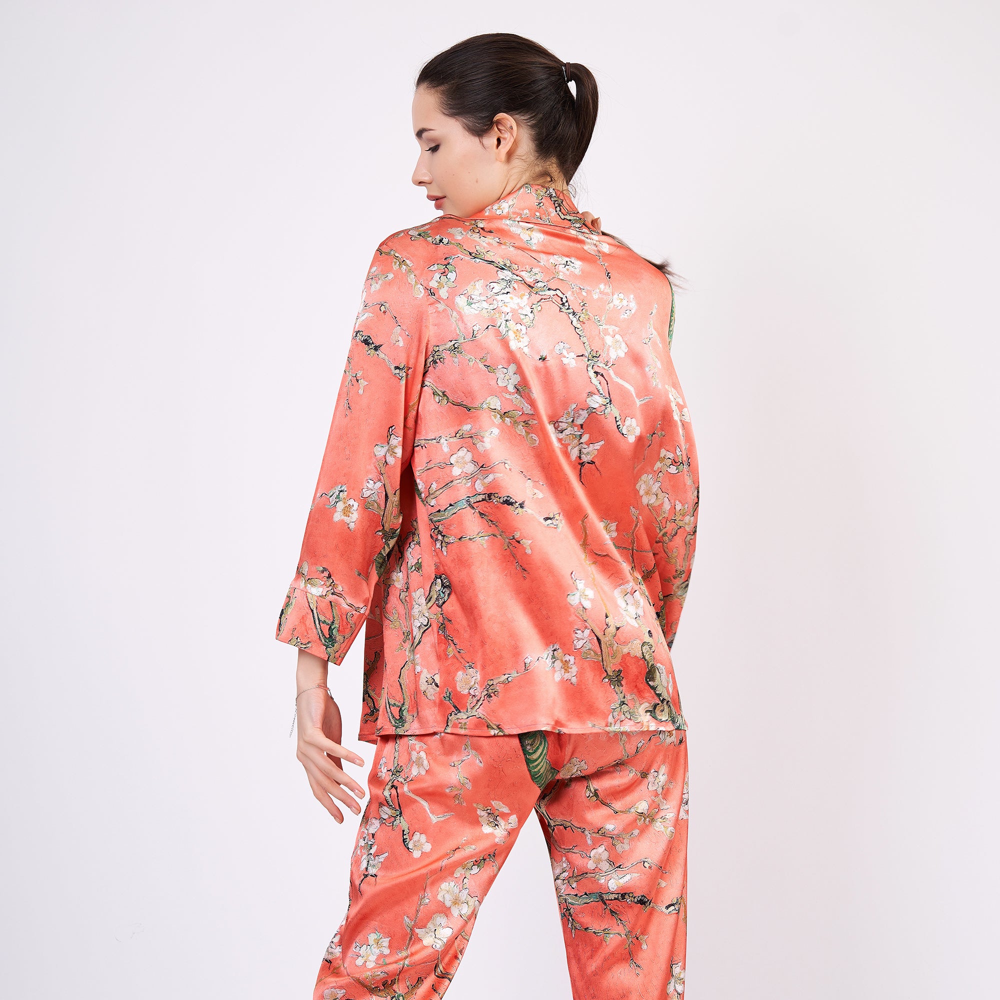 Two-piece long silk leisure set "Japanese Twilight"