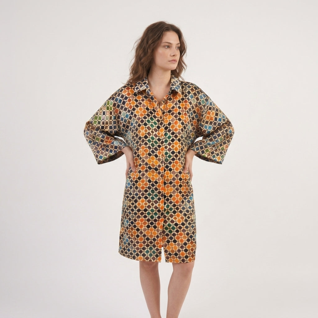 patterned silk blouse for women