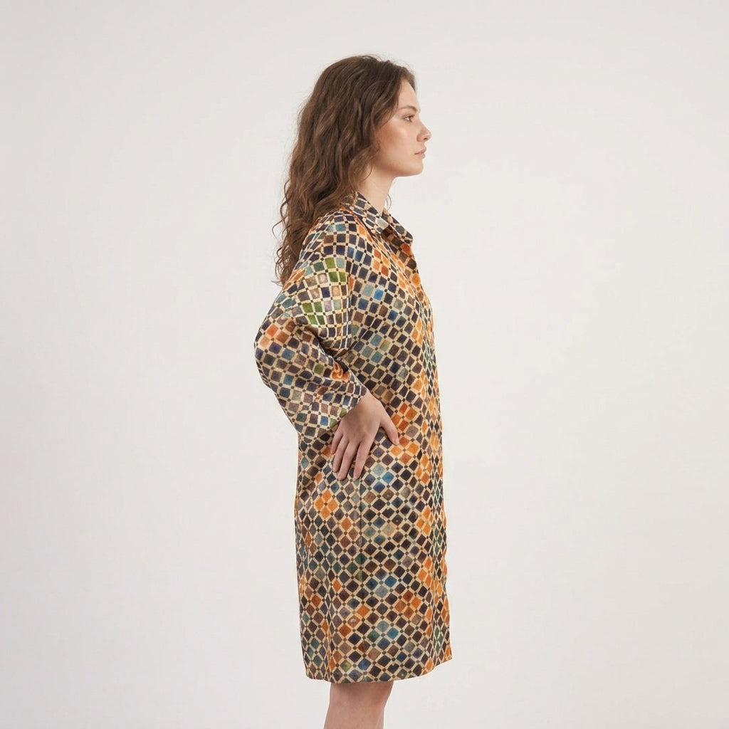 Patterned silk blouse for women