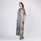 Long loose silk dress "Almond Blossoms - Gray"