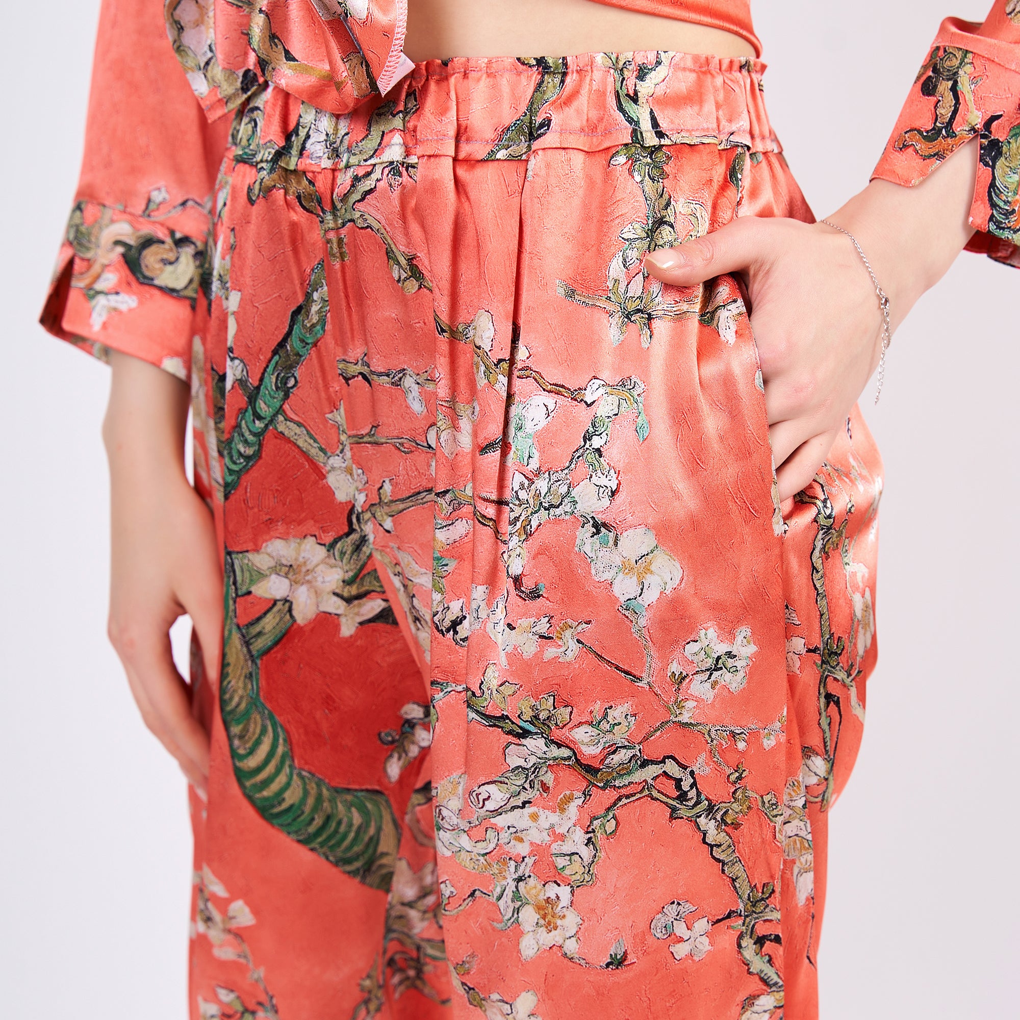 Two-piece long silk leisure set "Japanese Twilight"
