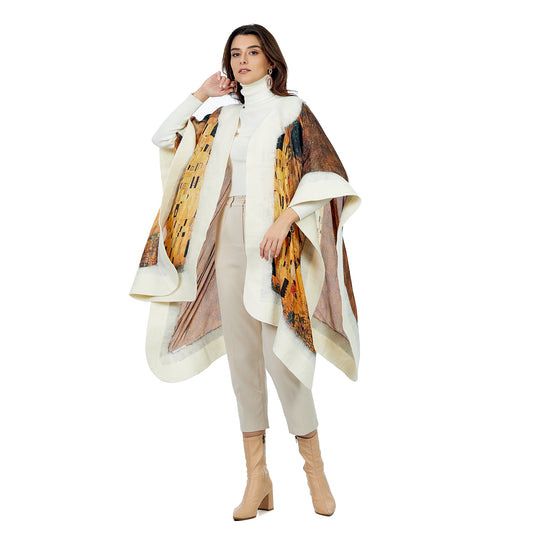 Felted silk poncho "The Kiss" (White)