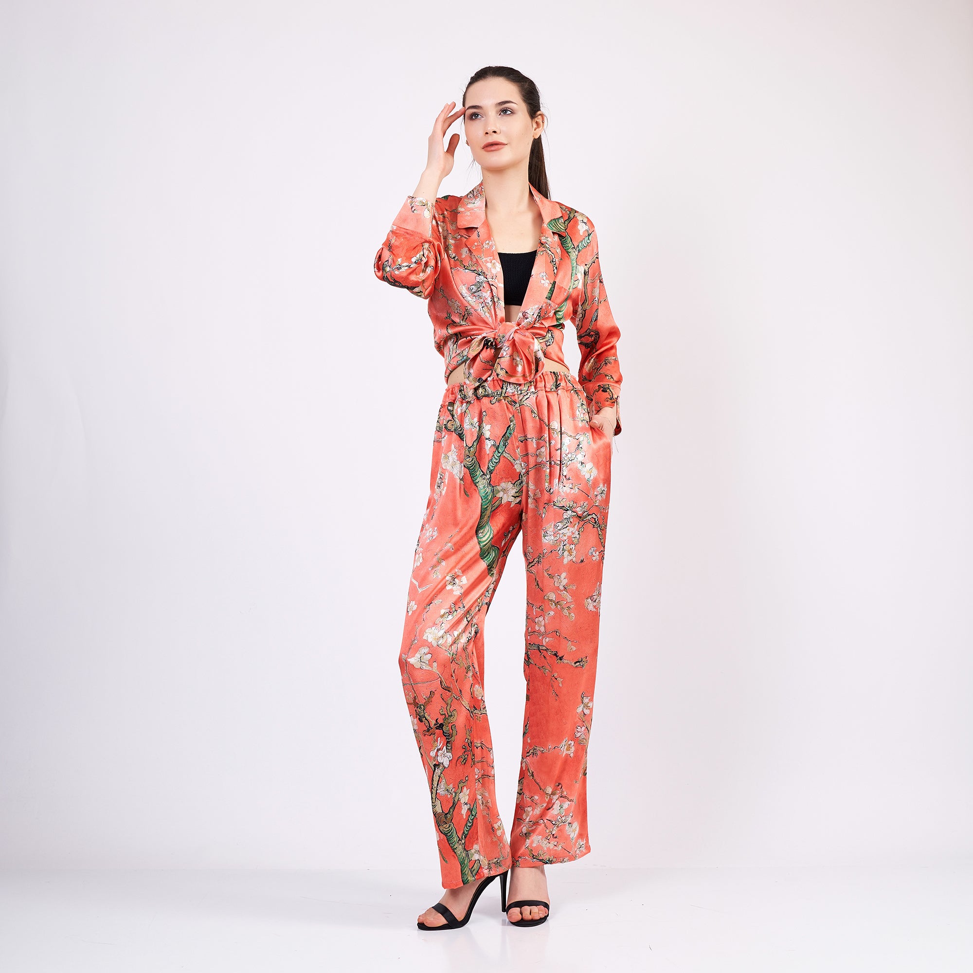 Two-piece long silk leisure set "Japanese Twilight"